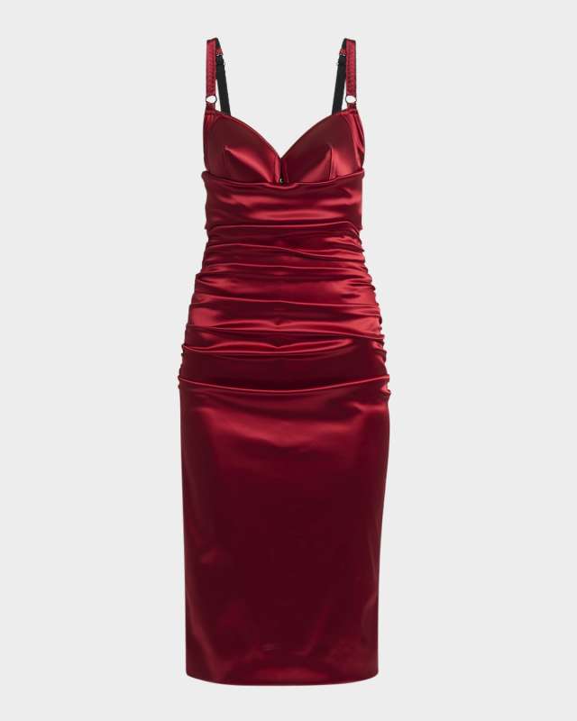 Raso Cone-Bustier Ruched Midi Dress